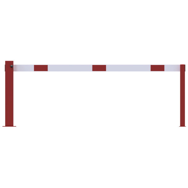 Compact hand barrier | without fixed support post | clear width: 2500 mm | for padlock | hot-dip galvanized and coated red / white
